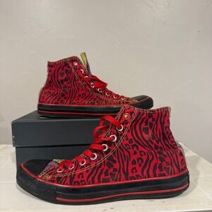 Converse Chuck Taylor High Top Mens 7.5 Womens 9.5 Red Yellow Animal Print 1W724